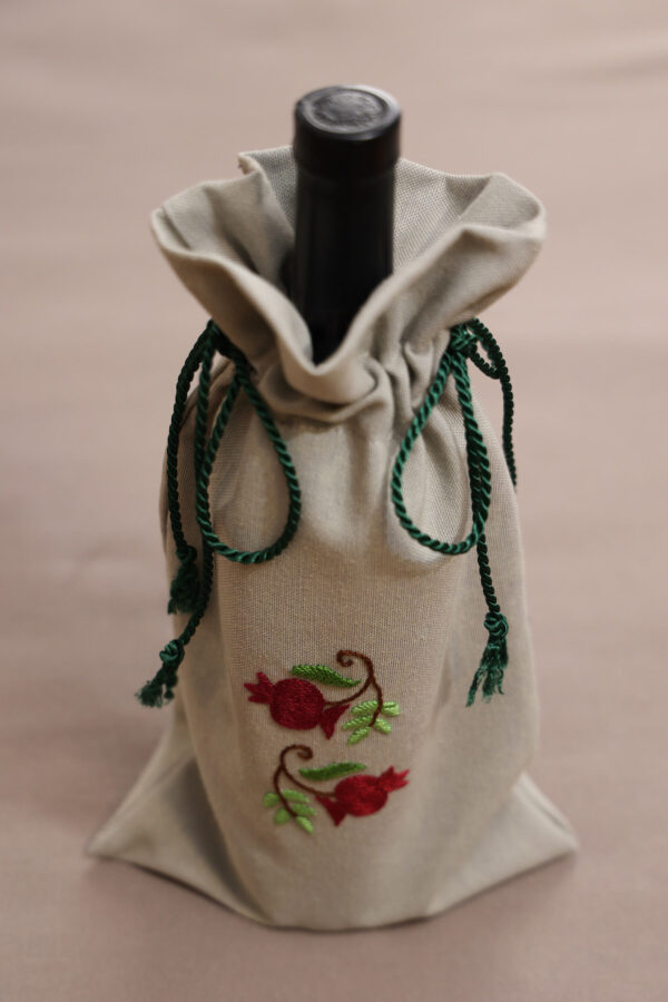 Drawstring Wine Bag with Embroidery